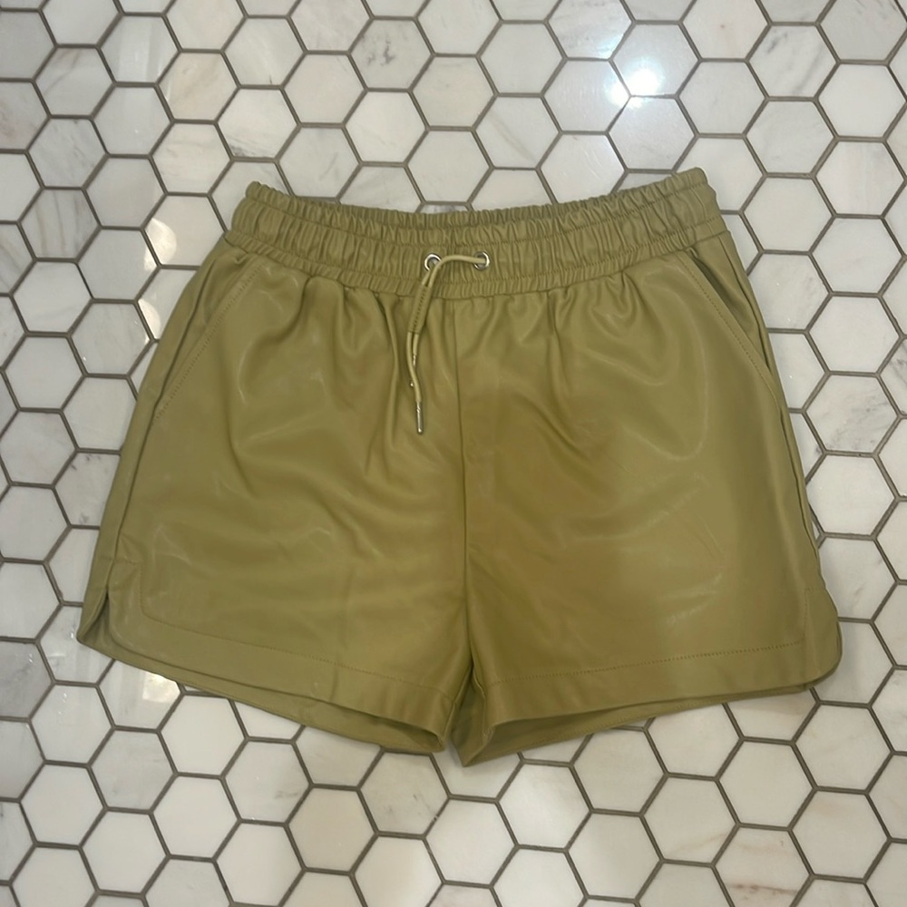 NWOT Faux leather drawstring shorts